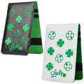 In Stock White Black Four Leaf Clover PU Leather Golf Club Score Card Holders Golf Accessory Yardage Book Scorecard Holders MegaBDM