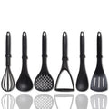 6-Piece Black Nylon Non-Stick Kitchen Utensil Set for Home Kitchen Use with Durable Construction and Good Packing