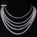 Wholesale Fashion 5A Zircon Tennis Chain Hip Hop Brass 3mm 4mm 5mm Tennis Necklace Sparkling Gold and White Gold Jewelry MegaBDM