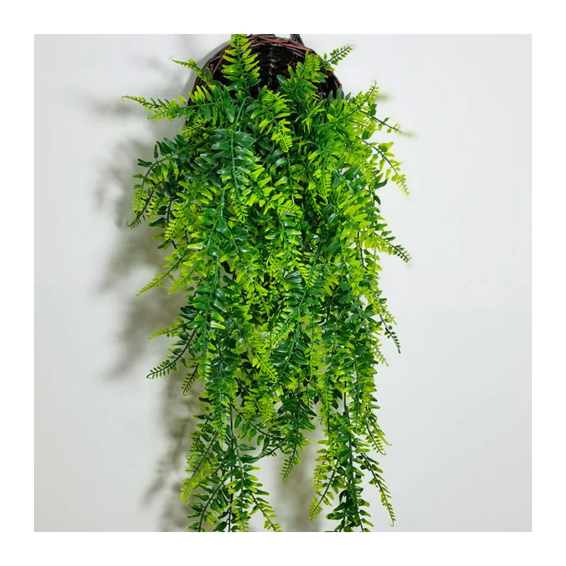 Plastic Fern Hanging Artificial Faux Plant Outdoor Home Wall Decor with Green Leaves Artificial Hanging Plants