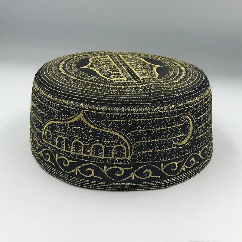 Factory-Price Hot Sale Embroidered Kufi Muslim Prayer Hat Islamic Prayer Cap for Men Suede Warm Muslim Worship Hat