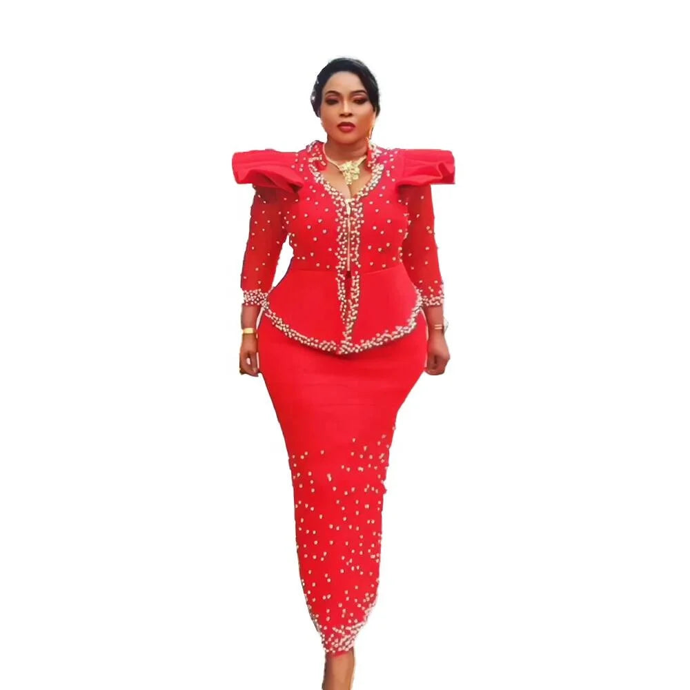 Favourite Rich Aunty African Dresses Suit Woman African Dress Mesh Gauze African  Dresses for Women