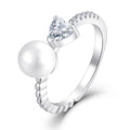 Elegant Womens Jewelry 925 Sterling Silver Heart Shaped Zircon Pearl Braided Ring for Gifts Weddings or Daily Wear