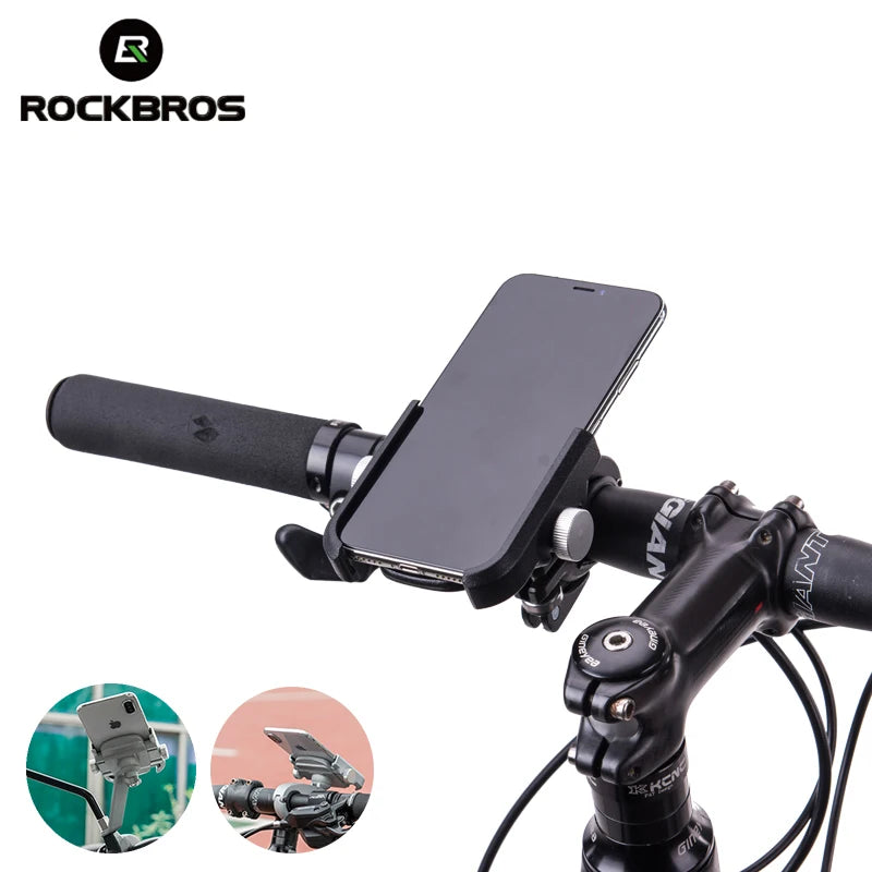 ROCKBROS Bicycle Bike Phone Holder Aluminum Alloy 360 Rotatable Anti-slip Motorcycle Bike Mobile Holder Universal for 58-87mm