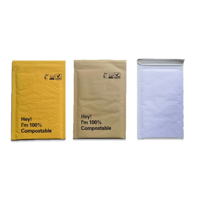 Ecommerce Goods Custom Logo White/Yellow/Brown/Black Cornstarch Biodegradable Bubble Padded Envelope Paper Kraft Mailer BPI No