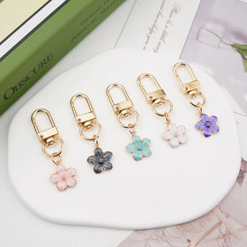 Flower Keychain Cute Handbag Purse Charm Accessories Decor 3D Metal Key Chains Personalized Enameled Flower Key Rings for Women