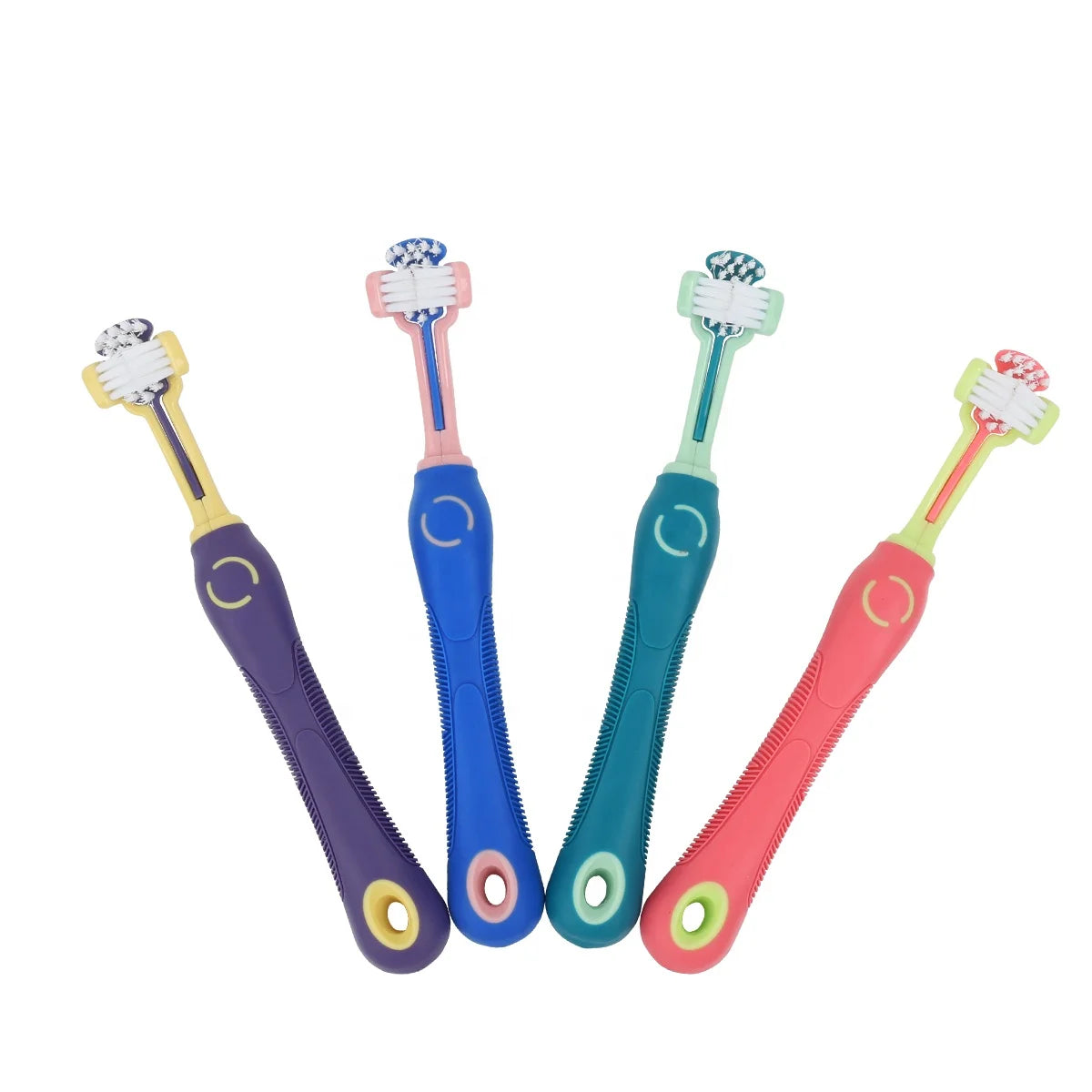Three Sided Pet Toothbrush Triple Head Nylon Bristles Pet Teeth Cleaning Brush for Dog Cat Oral Dental Health