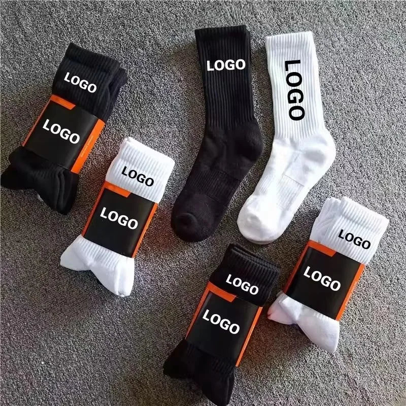 Basics Comfy Cotton Terry Full Cushioned Casual Crew Running Athletic Socks Custom Your Logo