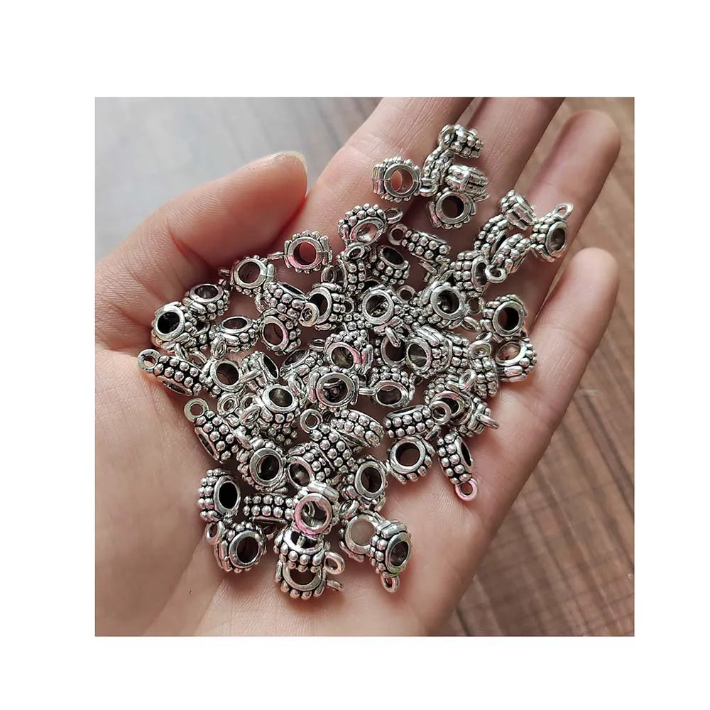 Antique Silver Connector Bail Tube Beads Spacer Bead Hanger for Jewelry Making European Charm Bracelet Pendant