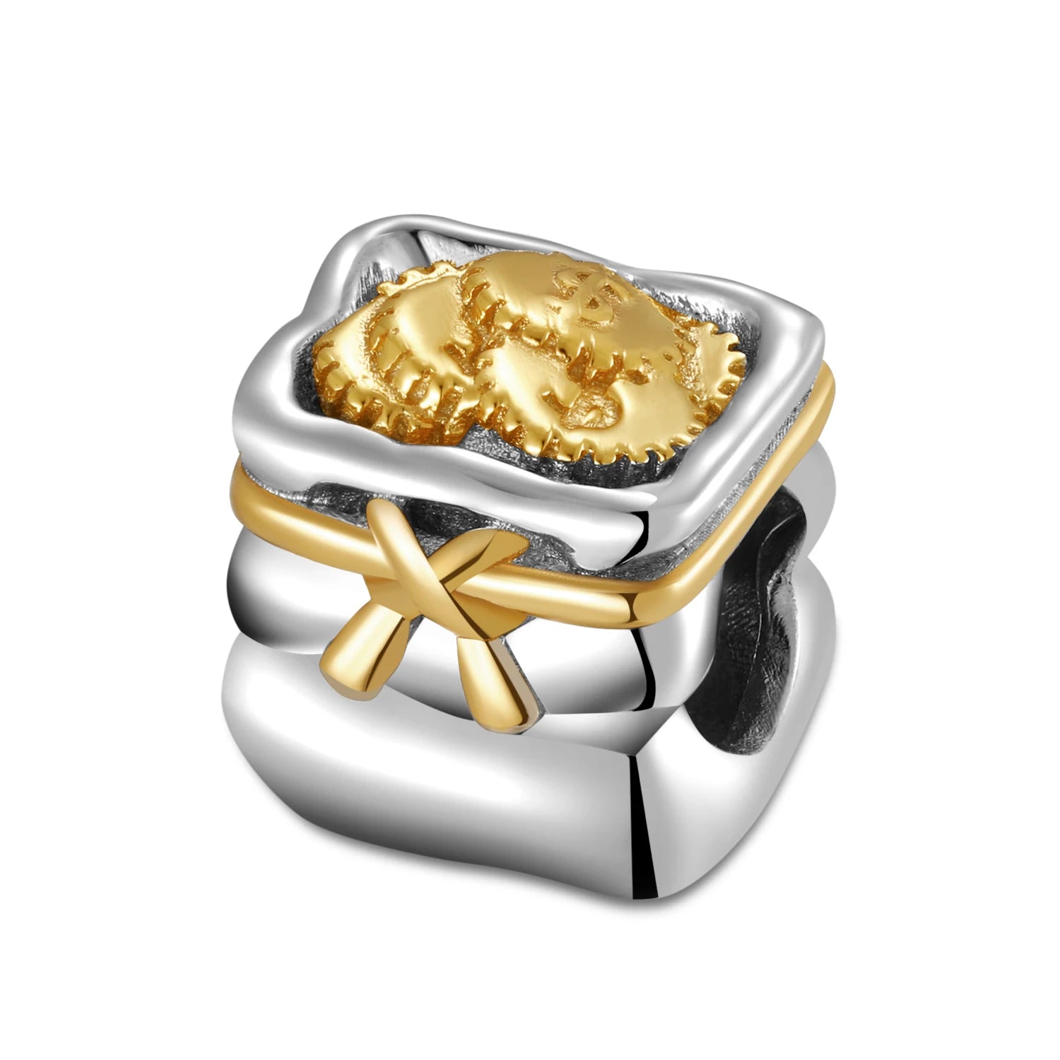 New Design Charms 925 Sterling Silver Money Bag Gold-plated Lucky Money Beads Fit Original Charms Bracelet Women DIY Jewelry