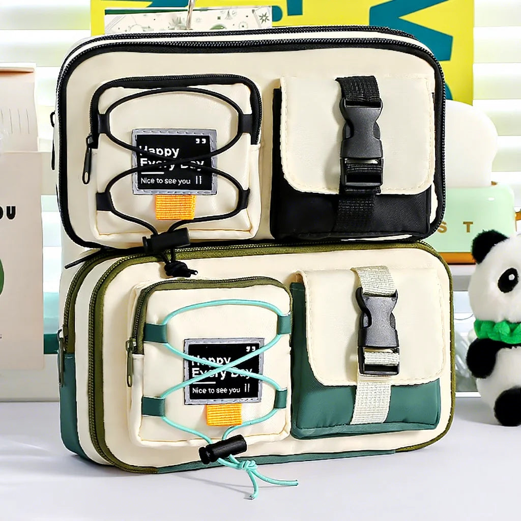 Multifunctional Super Large Capacity Students Canvas Pencil Cases for School Boys