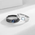 Personality Angel and Demon Couple Ring for Men Women Couple Jewelry Vintage Glazed Moonstone Pair of Rings Open Ring