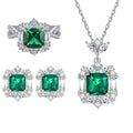 High Grade Handmade 925 Sterling Silver Emerald Green 5A Luxury Zircon Diamond Bridal Jewelry Set for Wedding Engagement