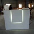 Unique Design LED Light Solid Beautiful Fashion Front Desk Furniture White Salon Reception Desk