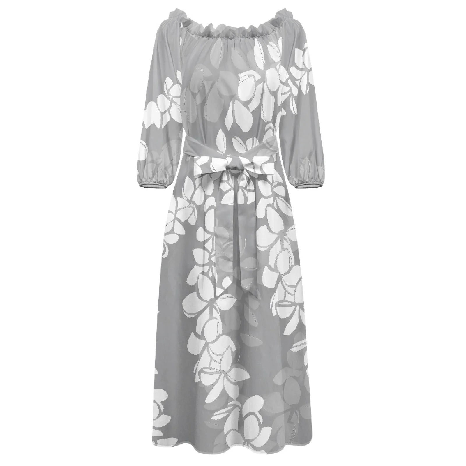 Women's Custom Elei Flower Design Oversized One Piece Beach Long Dress Shoulder Belts Drop Shipping Sweet for Hawaiian Women