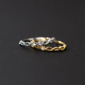 French Romantic 925 Sterling Silver Mini Single Zircon Hollowed Ripple Shaped Gold Plated Open Rings for Women