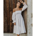 Puff Sleeve Long Dress Factory Directly Loose Casual Dress Wholesale Straight Neck Strapless Dress Custom logo