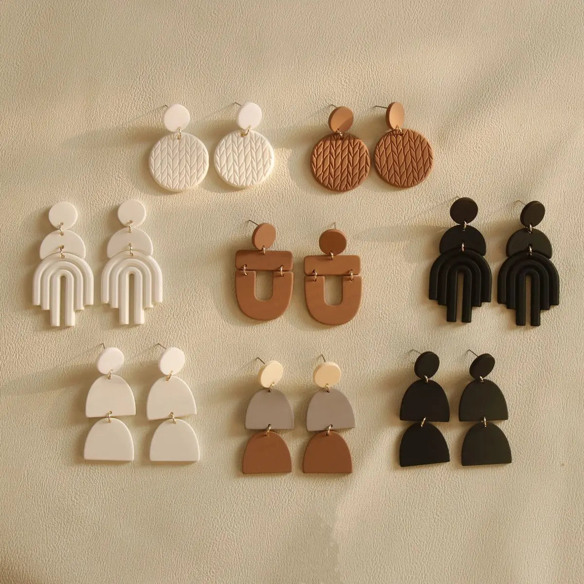 Unique Multiple Pure Color Irregular Shape Clay Acrylic Earrings Exaggerated Geometric Acrylic Polymer Clay Drop Earrings