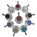 Silver Alloy Round Gemstone Pendants Necklace for Women Men Healing Chakra Polished 25mm CAB Charms Vintage Statement Jewelry