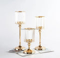 Wholesale Crystal Hot Sales Popular New Design Gold Candle Holder Set Elegant Tall Glass Crystal Candles Holder
