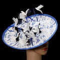 Factory Wholesale Handmade Lace Covered Fascinator Base Feather butterfly Large Headband Fascinator Hairband for Outdoor Beach