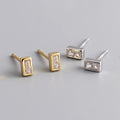 Sample Mini Designer 925 Sterling Silver Rectangle CZ Small Stud Earrings for Women Girls Daily Jewelry EH1510