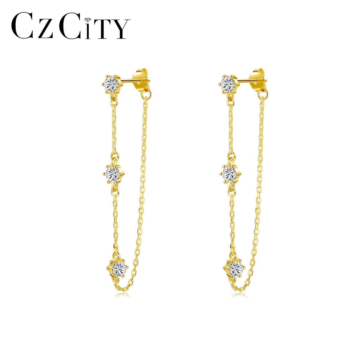 CZCITY Hot Sale Earing Girl 14K Real Gold Plated Jewelry Wholesale Summer Simple Modern Stud Wire Earring