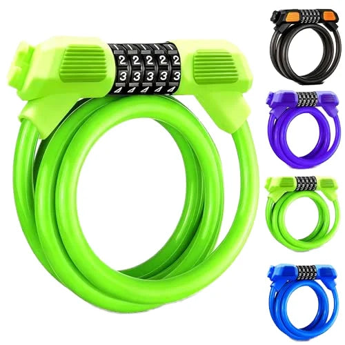 Heavy-Duty High-Security Alloy Steel Bike Cable Lock Passcode Unlock 120cm Length Weather Resistant Resettable Combination Lock MegaBDM