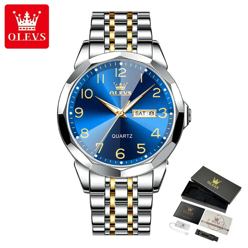Olevs 9970 Oem Custom Logo Stainless Steel Men Watches Luxury Classic Business Calendar Fast Shipping Quartz Watch for Man