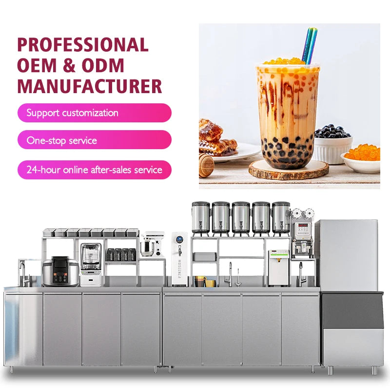 MOSEENERAll Set Bubble Tea Equipment Bar Milk Tea Counter for Bubble Tea Shop  Equipment Supplies with Shop Design