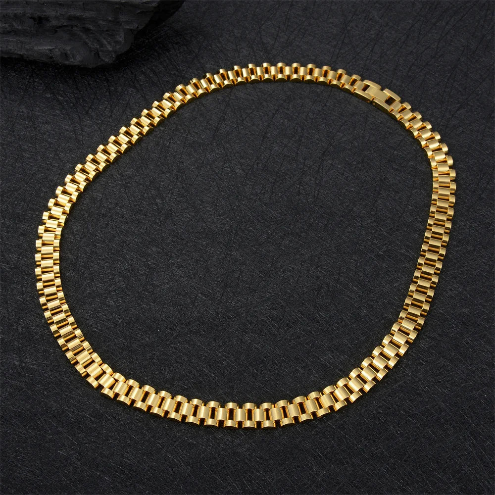 Personalized Ornament 10MM Titanium Steel Chain Watch Necklace for Women Men 22'' Black Gold Chains Necklaces Jewelry Wholesale
