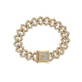 AB017   15mm Crystal Cuban Link Bracelet Hip Hop Crystal Cuban Bracelet Bangle Bling Bling