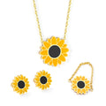 Fashion 18K PVD Gold Plated Necklace and Earring Sets Accessories Sunflower Sun Flower Stainless Steel Jewelry Set for Women