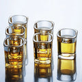 Luxury Novelty Cool Fancy Engraved Original Shot Glass with Stem Unique Square Shot Glass Tumbler Gift