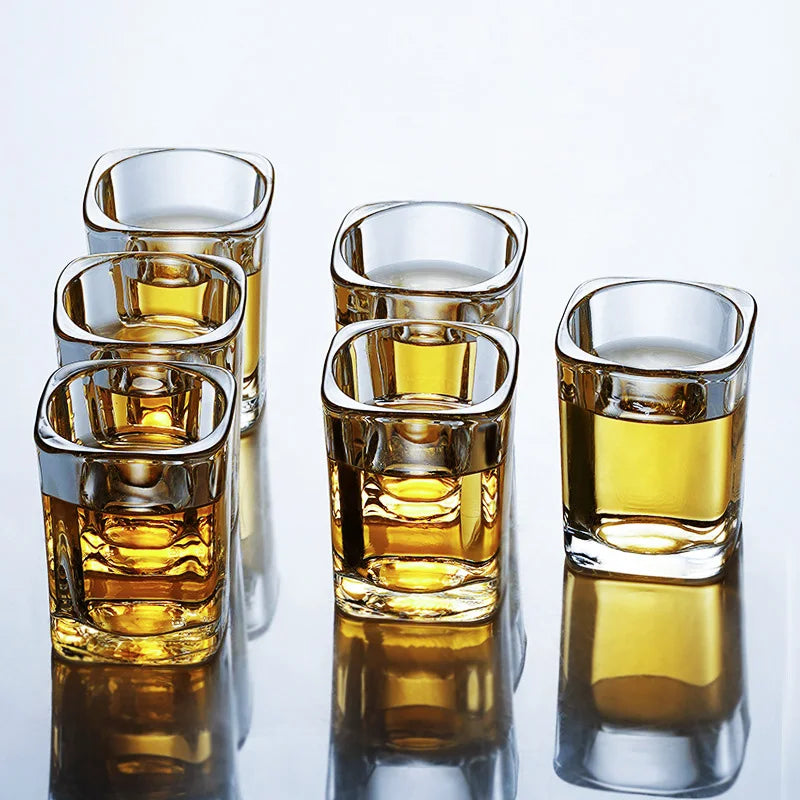 Luxury Novelty Cool Fancy Engraved Original Shot Glass with Stem Unique Square Shot Glass Tumbler Gift