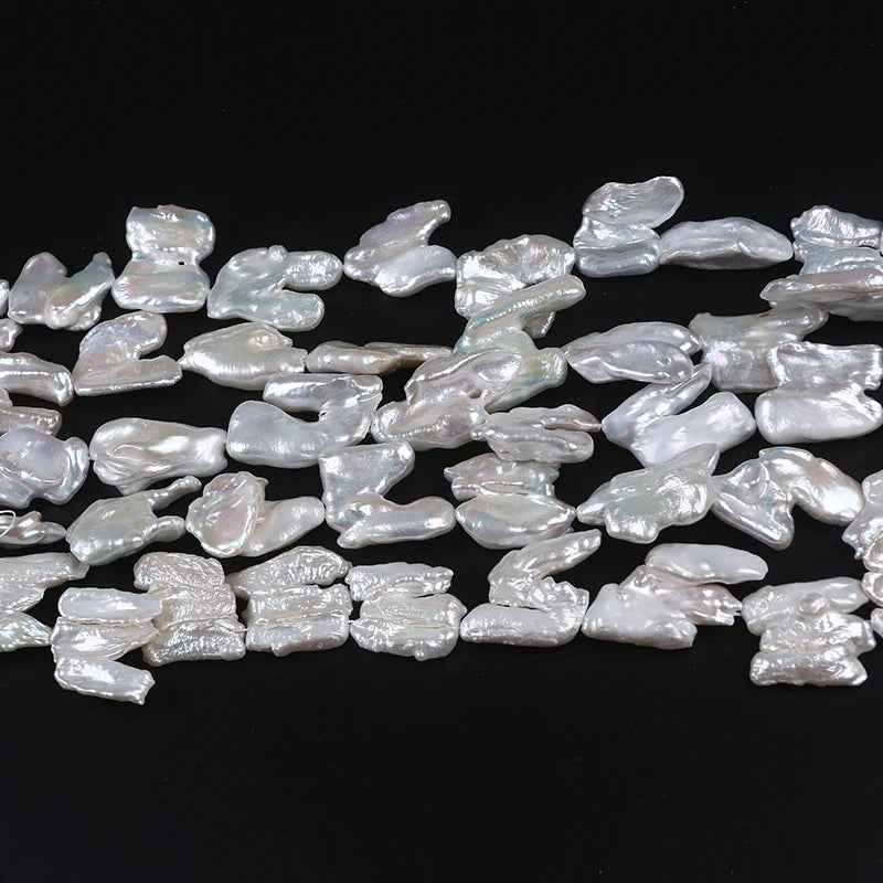 21mm Baroque Irregular Letter Shape Biwa Freshwater Pearl Loose Strand