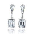 925 Sterling Silver Emerald Cut Cubic Zirconia Anniversary Fashion Dangle Drop Earrings