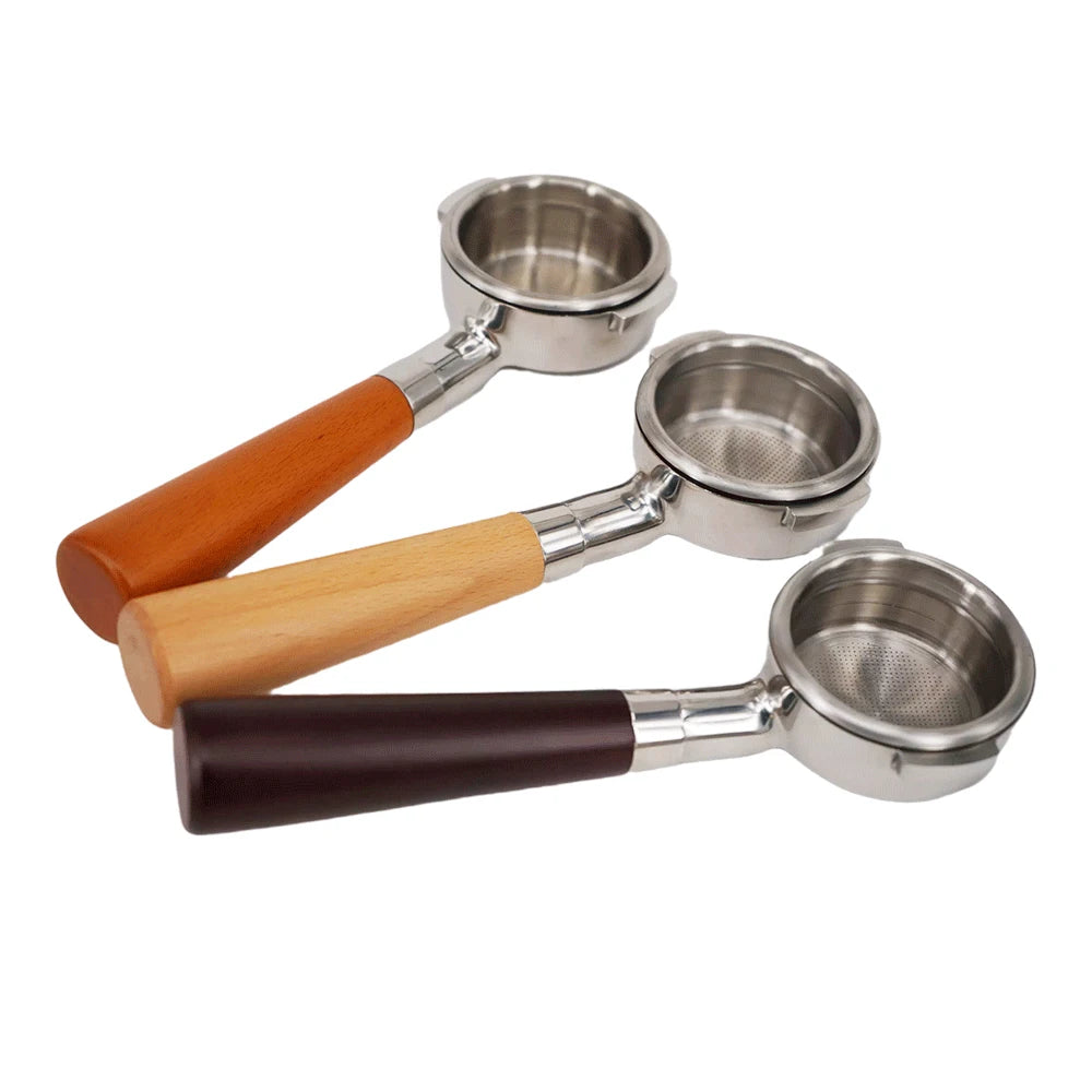 1pcs Bottomless Espresso Portafilter with 58mm 2 Ears Aibo/WEGA/Rocket Replacement Wooden Handle Basket Coffee Tampers Tool
