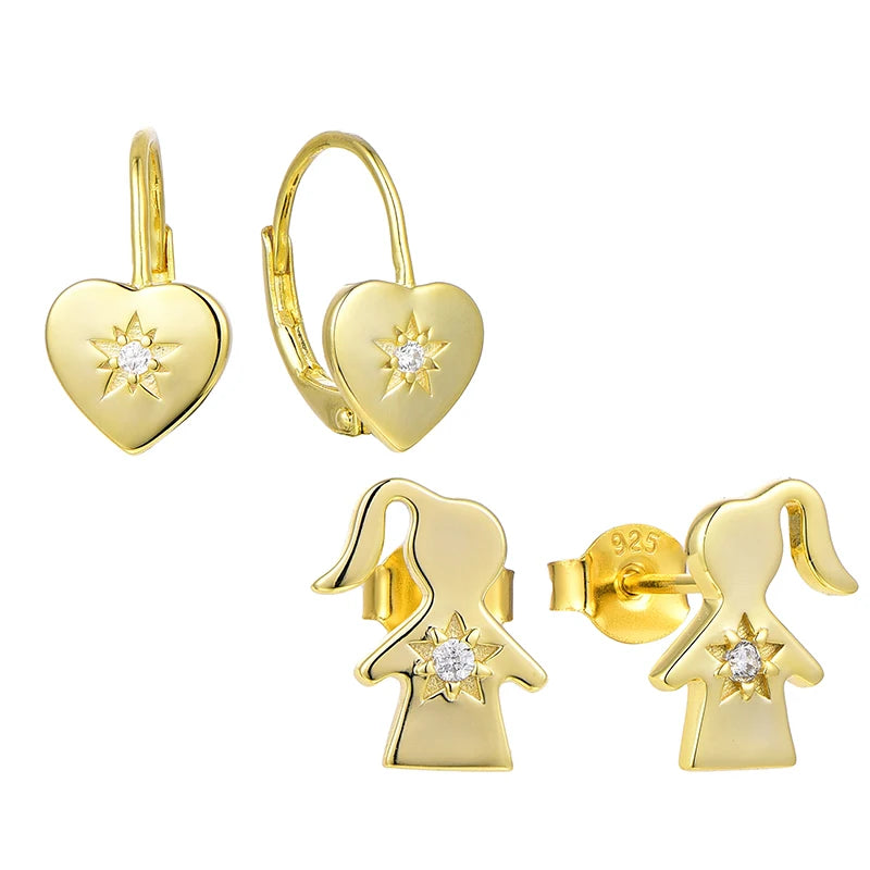 Christmas Gift Hypoallergenic Girls Women 18K Gold Plated Fashion Jewelry Zircon Gingerbread Man 925 Silver Stud Earrings