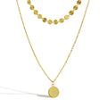 Dainty Gold Plated 925 Sterling Silver Round Pendant Double Layered Choker Necklace for Women Necklaces Birthday Gift for Women