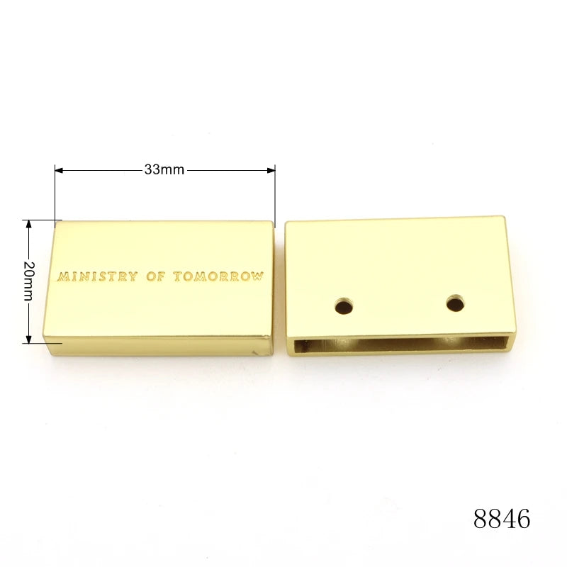 Manufacturer Bag Accessories Gold Customized Logo Metal End Cap Flat Square Metal Screw Clips End