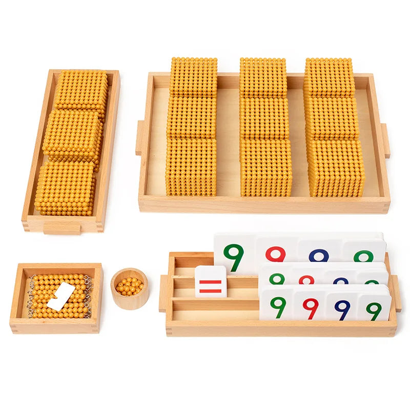 Montessori Material Set Wooden Math Bank Board Game Educational Teaching Aids Mathematics Learning Toys for Boys Girls