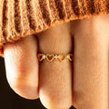 Huitan S925 Cute Heart Shaped Hollow Design Cubic Zirconia Gold Plated Band Rings for Simple Women Wedding Sterling Silver Rings