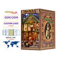 Hamaileon Cat Affairs DIY Wooden Puzzle Book Nook Kit Hayao Miyazaki Inspired Bookshelf for Dollhouse Model Product Doll Houses