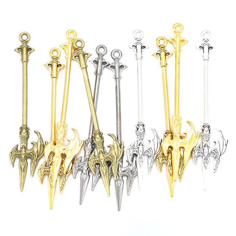 YuenZ 10pcs/bag 5 colors Alloy Pendant Animation Game Weapon Charms For DIY Handmade Jewelry Material 70*16mm M83