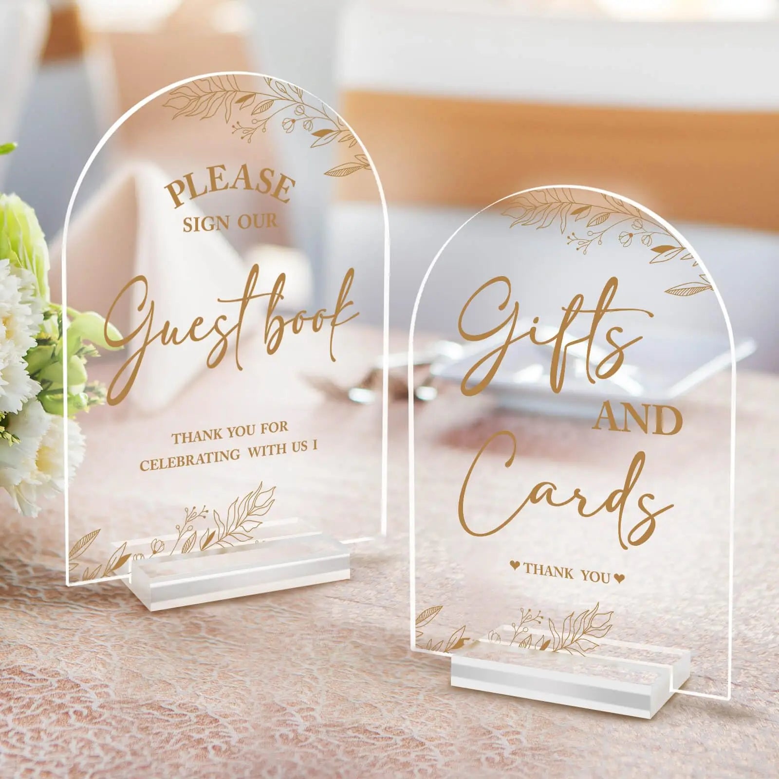 Factory Wholesale 2 Pieces Transparent Acrylic Wedding Logos Display Signs Centerpiece Reception Decoration Party Event