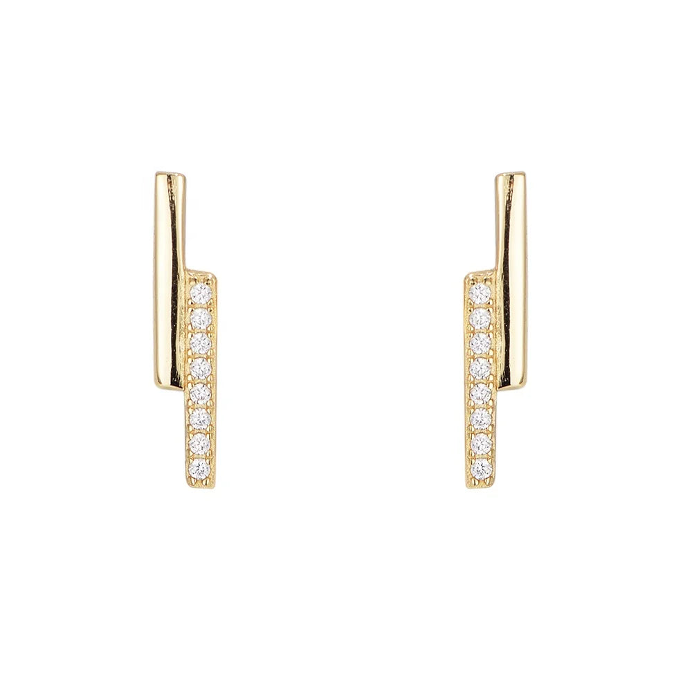 Wholesale Custom Fashion Jewelry 925 Sterling Silver Double Bar 925 Silver Stud Earrings