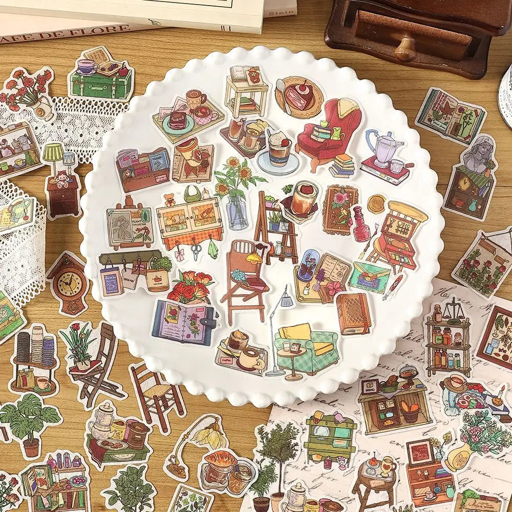 40 Retro Life Decorative Stickers Per Pack Miss Series for Handbooks Material Retro