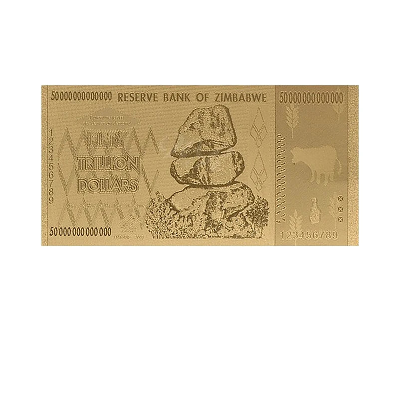 Wholesale Paper Banknotes Gold Banknote Dollars ZimbabweBank Note Bills Non-currency Collectible Paper Banknotes