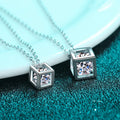 Silver 925 Original Diamond Test Past 1 Carat Brilliant Cut Sparkling D Color Moissanite Square Pendant Necklace Gemstone Chain